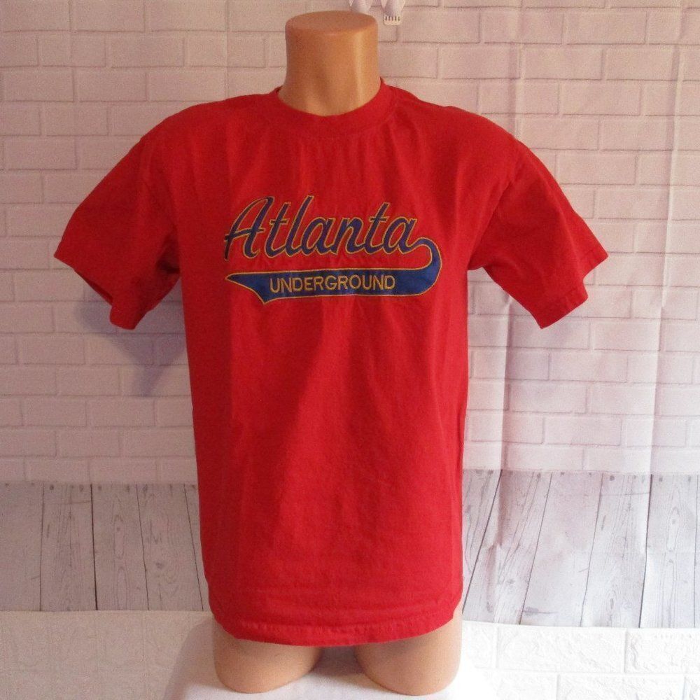 Atlanta Underground T Shirt Medium Embroidered Logo Red Cotton Vintage